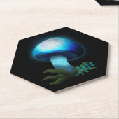 Galaxy Shiitake Gloeiende Lichtblauwe Paddestoel Kartonnen Onderzetters (Schuin)