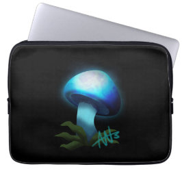 Galaxy Shiitake Gloeiende Lichtblauwe Paddestoel Laptop Sleeve