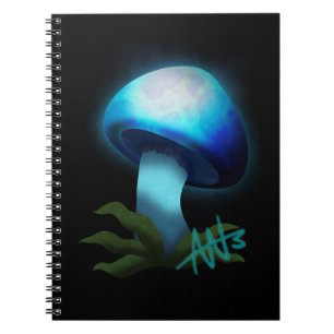 Galaxy Shiitake Gloeiende Lichtblauwe Paddestoel Notitieboek