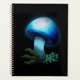 Galaxy Shiitake Gloeiende Lichtblauwe Paddestoel Planner
