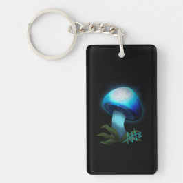Galaxy Shiitake Gloeiende Lichtblauwe Paddestoel Sleutelhanger