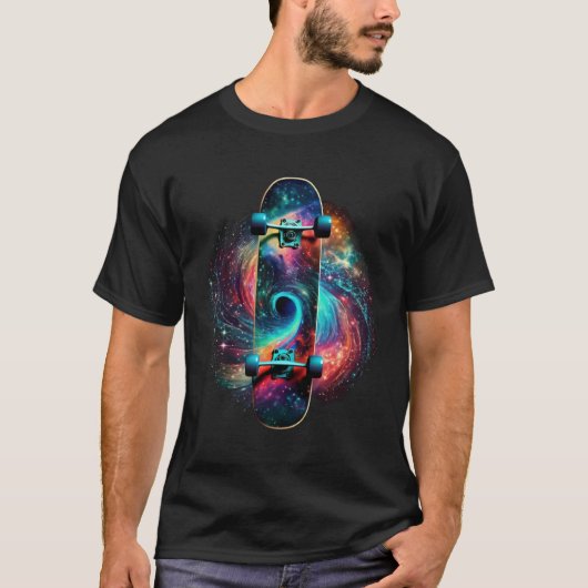 Galaxy Skateboarder Cosmic Skater Galaxy Swirl Ska T-shirt (Voorkant)