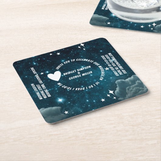galaxy sky huwelijksuitnodiging op papier Onderzet Kartonnen Onderzetters (Schuin)