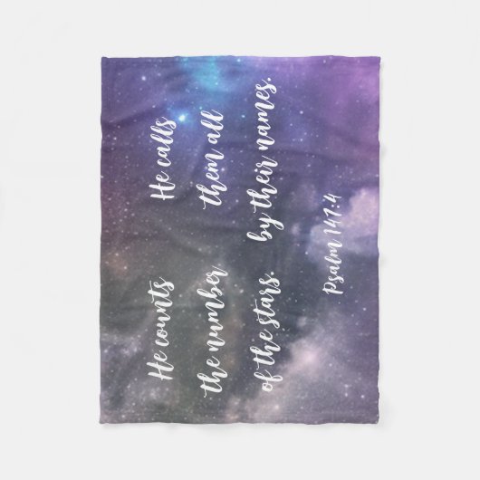 Galaxy Sky Scripting Bijbelversie Fleece Deken (Voorkant)