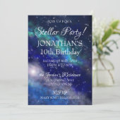 Galaxy Sky Stellar Birthday Party Kaart (Staand voorkant)