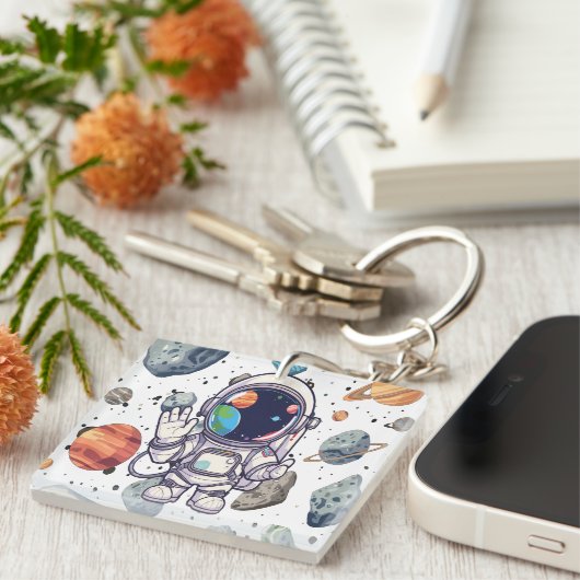 Galaxy Sleutelhanger Astronaut Planets Design voor (Voorkant Rechts)