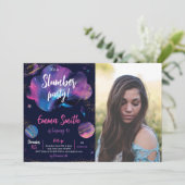 Galaxy Slumber Party Zwart Foto Kaart (Staand voorkant)