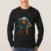 Galaxy Space Astronaut Dog Saturn Planets T-shirt (Voorkant)
