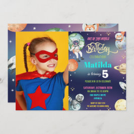 Galaxy Space Astronaut Planets Meisje Verjaardagsf Kaart