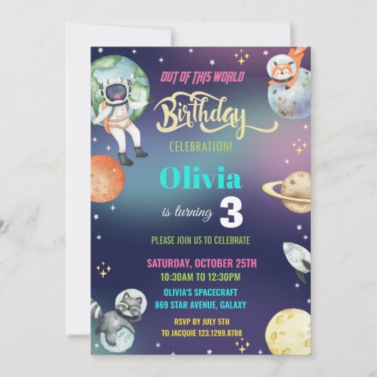 Galaxy Space Astronaut Planets Verjaardagsfeestje  Kaart (Voorkant)