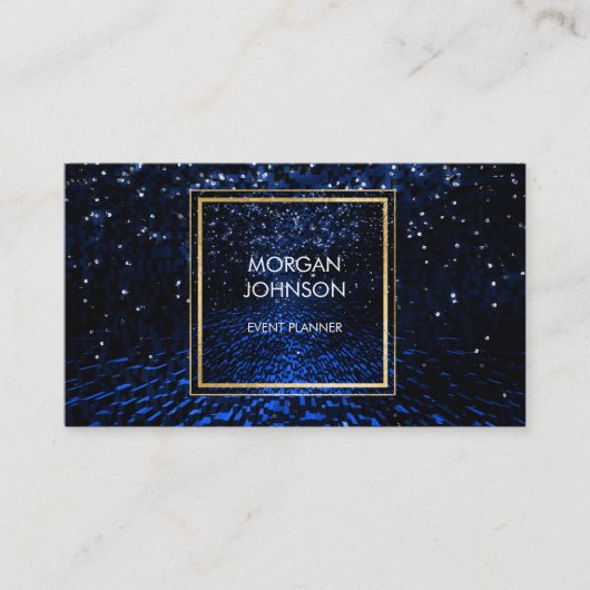 Galaxy Space Black Confetti Vip Visitekaartje (Voorkant)