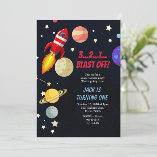 Galaxy Space Blast van Verjaardag Kaart (Staand voorkant)