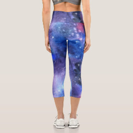 Galaxy Space Blue Paarse Capri Yoga Leggings