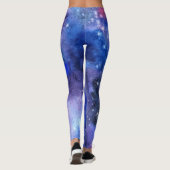 Galaxy Space Blue Paarse Yoga Leggings (Achterkant)