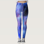 Galaxy Space Blue Paarse Yoga Leggings (Voorkant)
