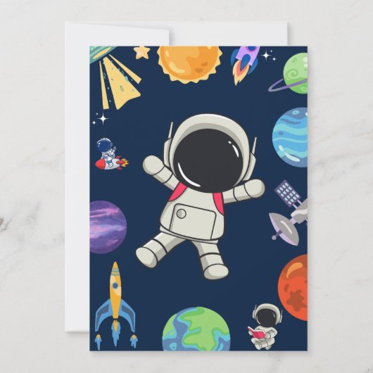 Galaxy Space Boy verjaardagsuitnodiging Kaart (Achterkant)