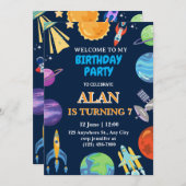 Galaxy Space Boy verjaardagsuitnodiging Kaart (Voorkant / Achterkant)