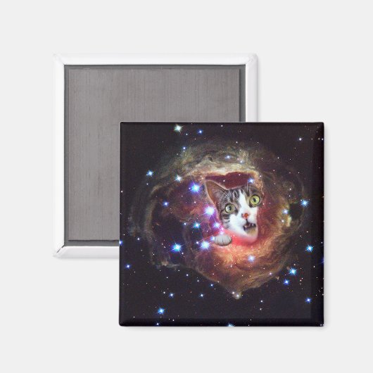 Galaxy Space Cats LOL 2 Inch Square Magnet (Voorkant / Achterkant)