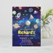 Galaxy Space First Trip ROND the Sun Birthday Kaart (Staand voorkant)
