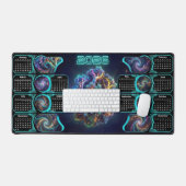 Galaxy Space Fractal Art Desk Pad - 2026 Calendar (Keyboard & Muis)