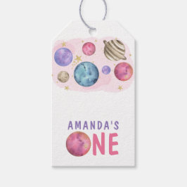 Galaxy Space Girl Verjaardagsfeestje Cadeaulabel