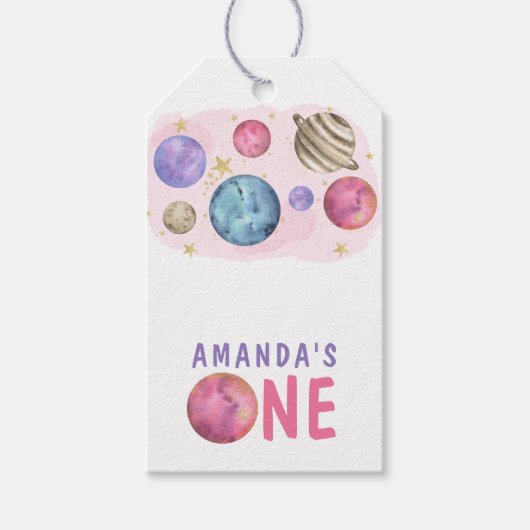 Galaxy Space Girl Verjaardagsfeestje Cadeaulabel (Voorkant)