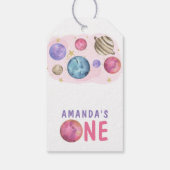 Galaxy Space Girl Verjaardagsfeestje Cadeaulabel (Achterkant)
