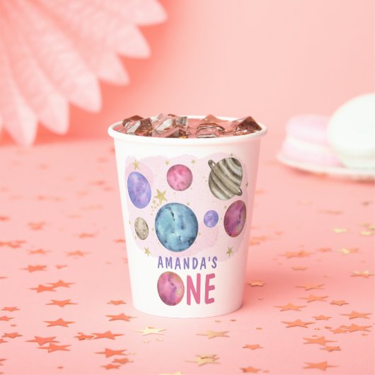 Galaxy Space Girl Verjaardagsfeestje Papieren Bekers (Insitu)