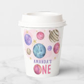 Galaxy Space Girl Verjaardagsfeestje Papieren Bekers (Achterkant)