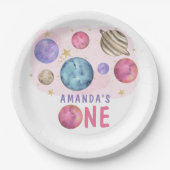 Galaxy Space Girl Verjaardagsfeestje Papieren Bordje (Voorkant)