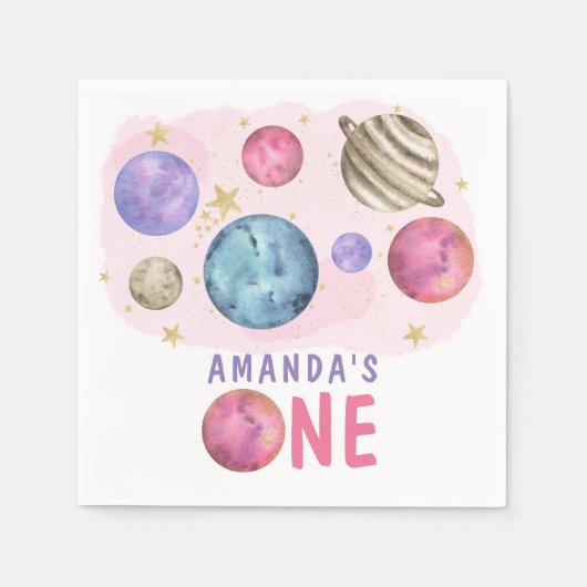 Galaxy Space Girl Verjaardagsfeestje Servet (Voorkant)