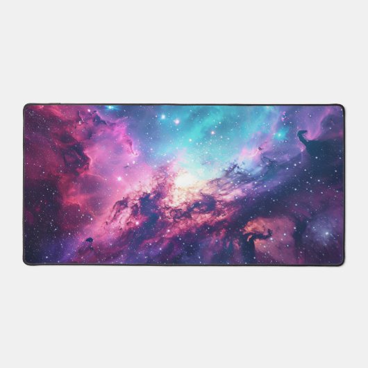 Galaxy space glitter nevel paarse roze universum bureaumat (Voorkant)