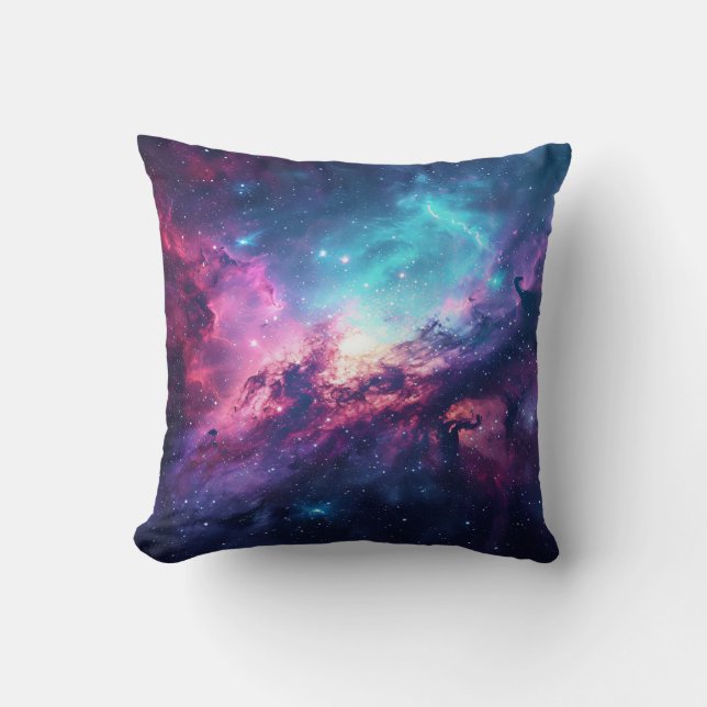 Galaxy space glitter nevel paarse roze universum kussen (Voorkant)