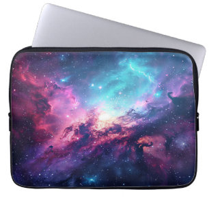 Galaxy space glitter nevel paarse roze universum laptop sleeve