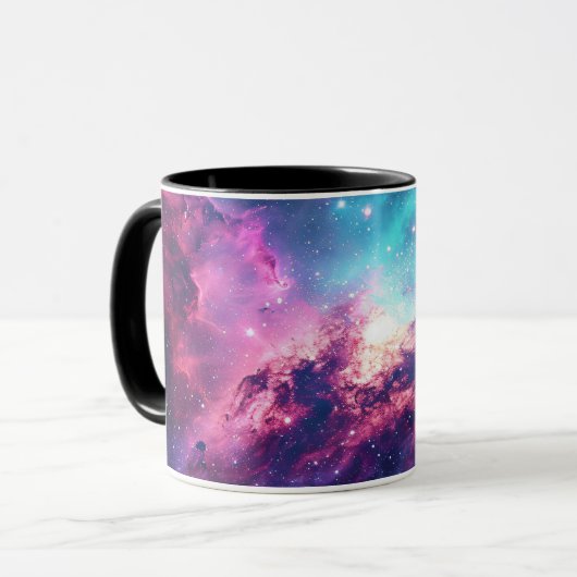 Galaxy space glitter nevel paarse roze universum mok (Voorkant links)