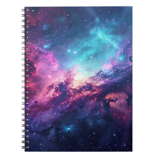 Galaxy space glitter nevel paarse roze universum notitieboek (Voorkant)