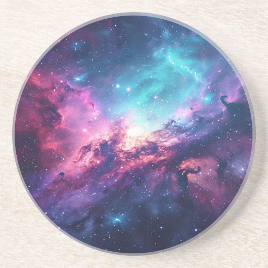 Galaxy space glitter nevel paarse roze universum zandsteen onderzetter (Voorkant)