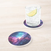 Galaxy space glitter nevel paarse roze universum zandsteen onderzetter (Zijkant)