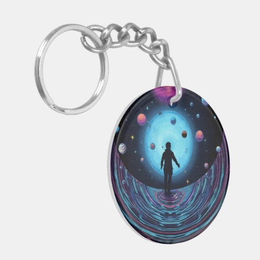 Galaxy Space Keychain | Cosmic Universe Art Keycha (Voorkant Links)