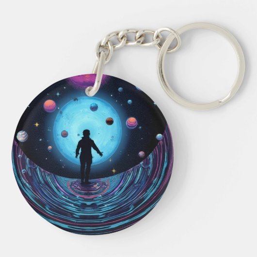Galaxy Space Keychain | Cosmic Universe Art Keycha (Achterkant)