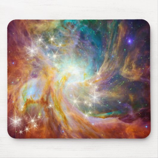Galaxy Space Nebula Blue Gold Lavender Roze Muismat (Voorkant)