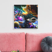 Galaxy Space Nebula met Planeten Canvas Afdruk (Insitu (Woonkamer))