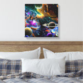 Galaxy Space Nebula met Planeten Canvas Afdruk (Insitu (Slaapkamer))