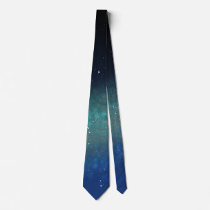 Galaxy Space Nebula Night Sky Blue Green Stropdas