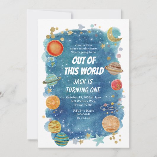 Galaxy Space Party Kosmische Planeet Verjaardag Kaart (Voorkant)