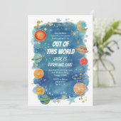 Galaxy Space Party Kosmische Planeet Verjaardag Kaart (Staand voorkant)