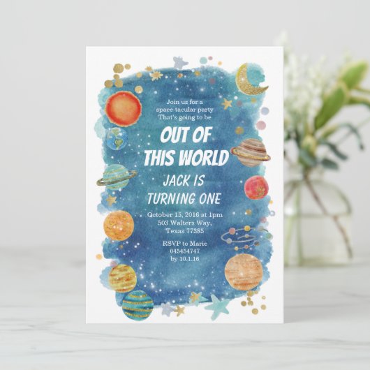 Galaxy Space Party Kosmische Planeet Verjaardag Kaart (Staand voorkant)