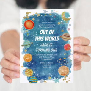 Galaxy Space Party Kosmische Planeet Verjaardag Kaart