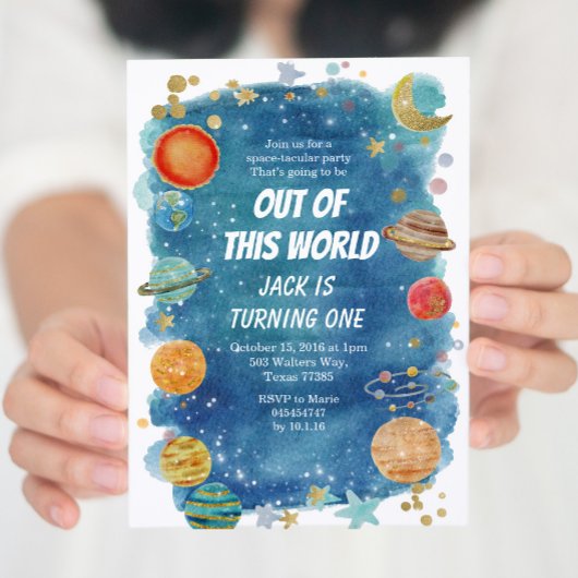Galaxy Space Party Kosmische Planeet Verjaardag Kaart