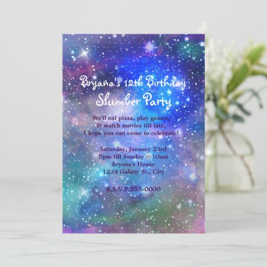 Galaxy Space Party Kosmische Verjaardag Uitnodigin Kaart (Staand voorkant)